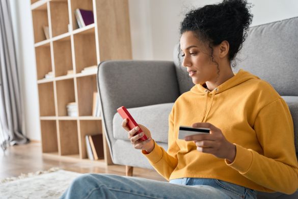 young woman shopping online